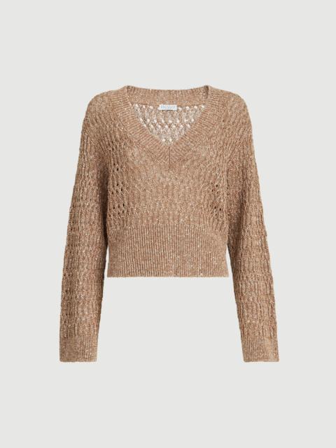 Brunello Cucinelli Linen dazzling braids sweater