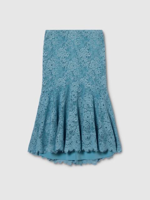 GUCCI GG flower stretch lace skirt