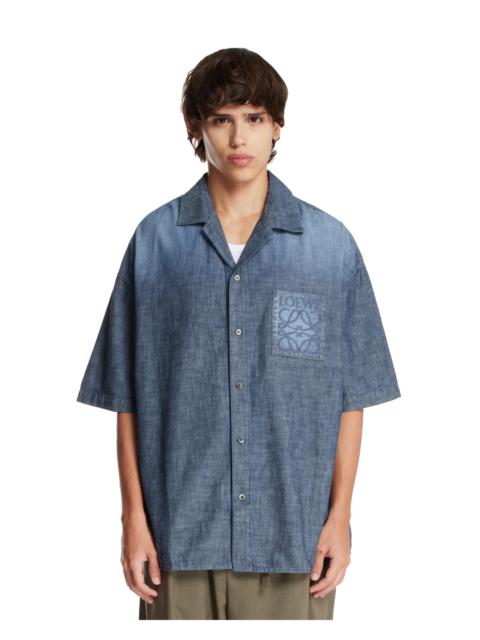 Blue Short-Sleeve Cotton Shirt