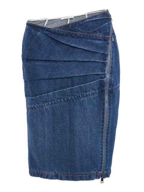 NENSI DOJAKA Asymmetric-Zip Cotton Midi Skirt medium wash