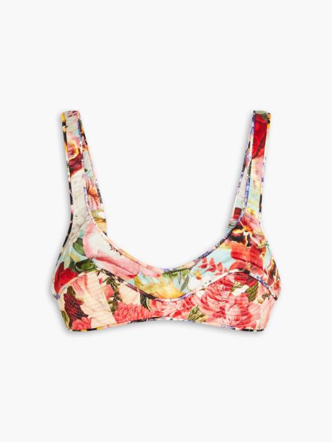 Zimmermann Floral-print linen and silk-blend bra top
