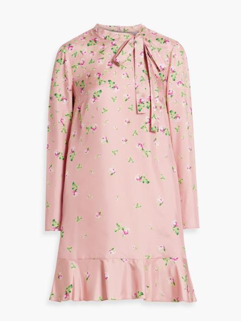 REDValentino Pussy-bow floral-print silk-twill mini dress