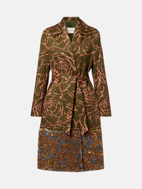 Dries Van Noten Floral sequined cotton wrap coat