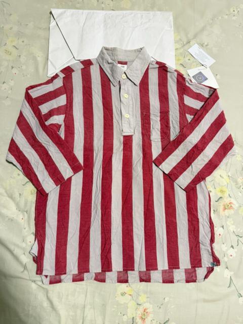 visvim visvim SS20 Dead-ball Era Grey Red Striped Half-Collar Three-Quarter Sleeve Cotton Linen Shirt