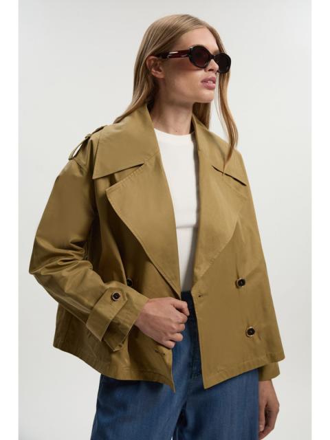 KAREN MILLEN Cotton Relaxed Short Trench Coat