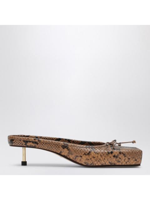 JACQUEMUS Jacquemus Le Ballet Square Mule In Brown Python Effect Women