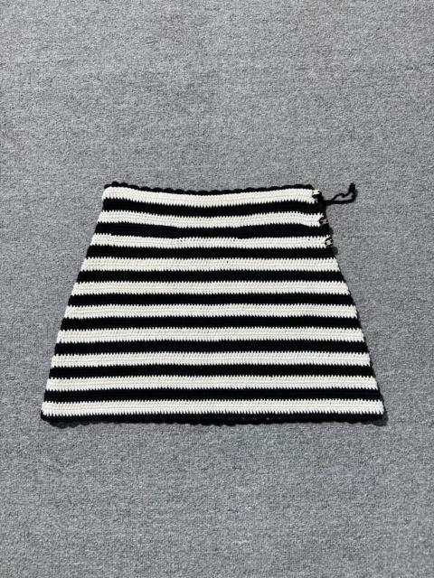 CELINE Celine Stripe Knit Mini Skirt Black White