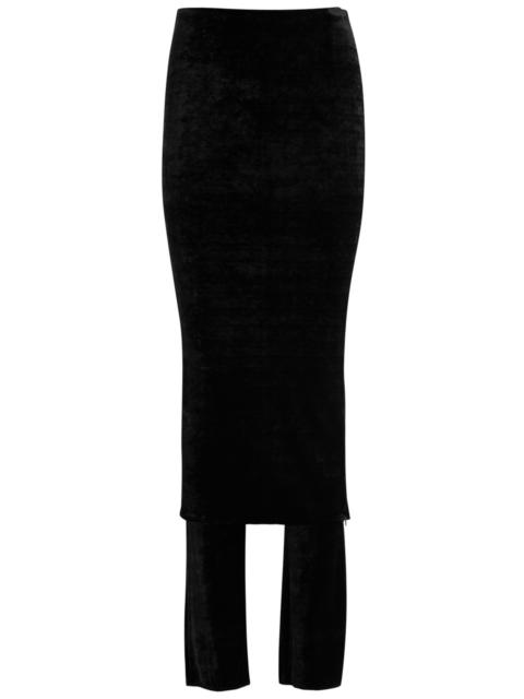 Alaïa Skirt-effect Velvet Trousers