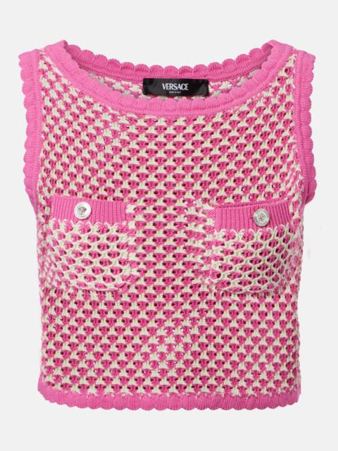 VERSACE Crochet cotton-blend crop top