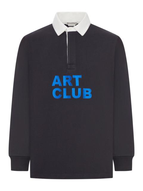 Other Designers J.W.Anderson Men Men`S "Art Club" Rugby Polo Shirt In Washed Black
