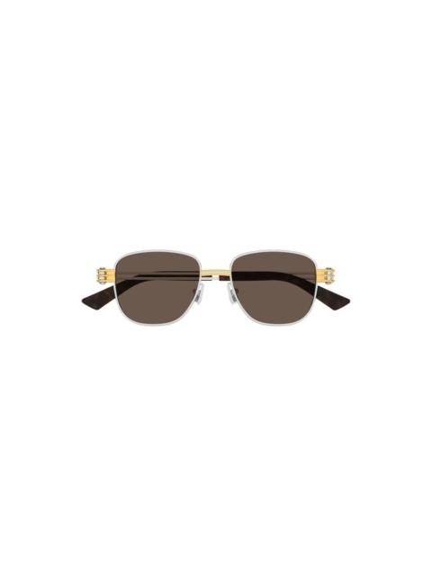 Bottega Veneta METAL SQUARE SUNGLASSES (BROWN/HAVANA)