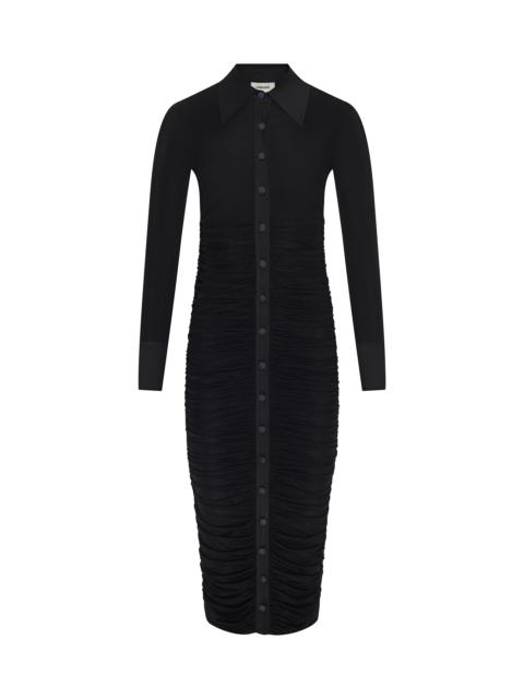 L'AGENCE Adriana Ruched Midi Dress