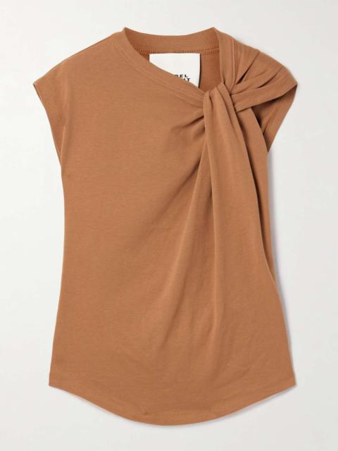 Nayda knotted cotton-jersey top Light brown