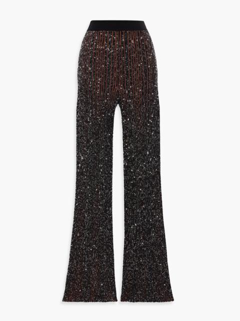 Missoni Sequin-embellished ribbed-knit bootcut pants