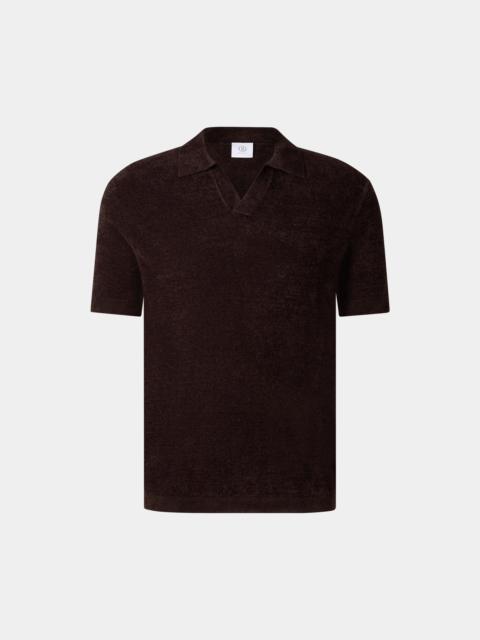 BOGNER Finn knitted polo shirt in Dark brown
