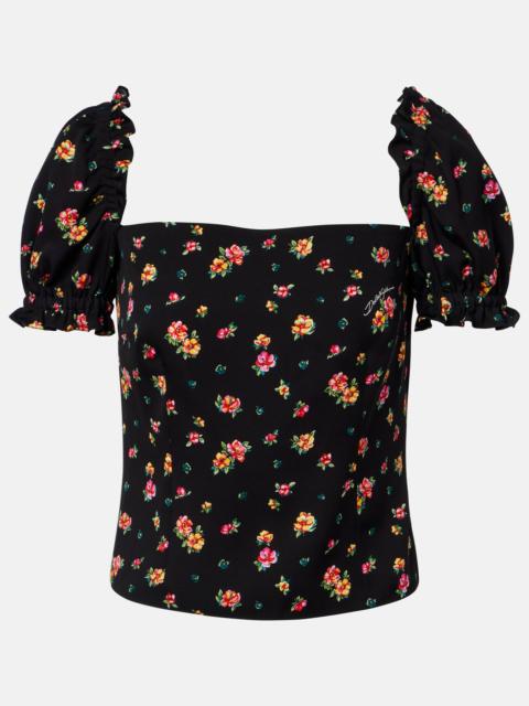 Dolce & Gabbana Floral silk-blend charmeuse top