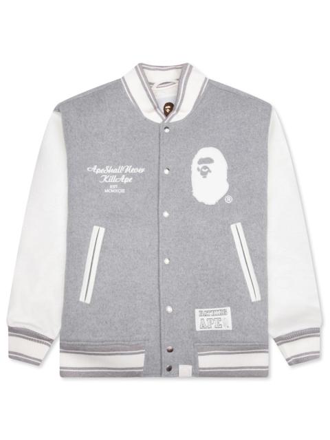 A BATHING APE® BAPE VARSITY JACKET - GREY