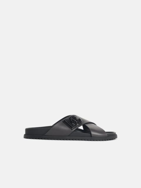 Dolce & Gabbana BROWN LEATHER SLIPPERS