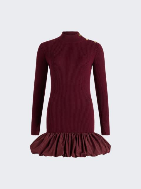 PATOU Mix Faille Bloomer Knit Mini Dress Syrah