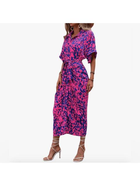 Other Designers Miluma - Women's Printed Button Up Belted Midi Dress