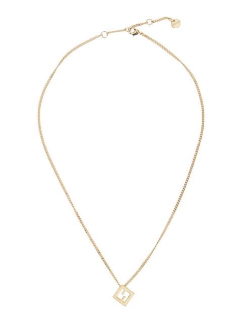 FENDI Fendi Women Metallic Necklace With Ff Plaque Pendant And Adjustable Clip Clasp Closure In Bronze Wom
