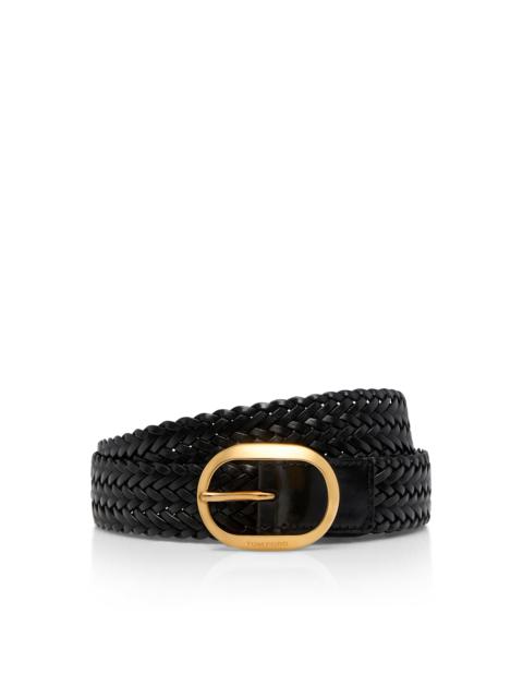 TOM FORD WOVEN LEATHER OVAL BELT