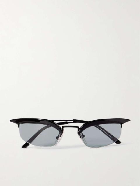 D-frame acetate and metal sunglasses Black