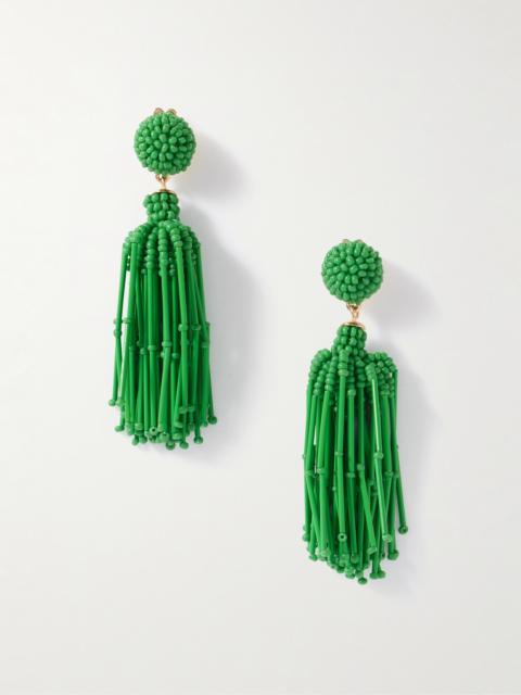CAROLINA HERRERA Tasseled Beaded Gold-tone Earrings