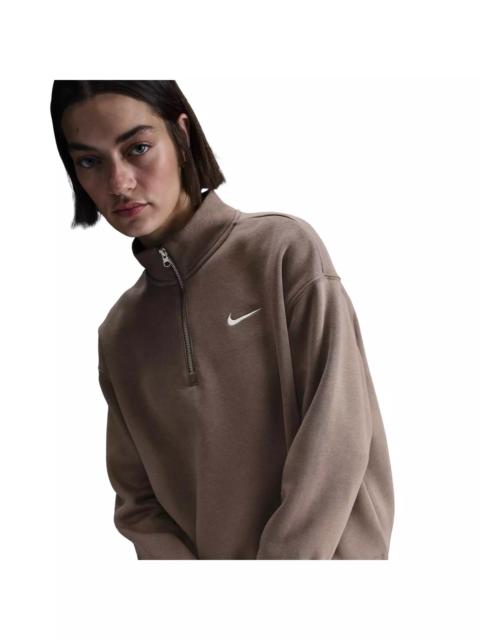 Nike Women's Sportswear Phoenix Fleece Oversized 1/4 Zip Sweatshirt - Brown