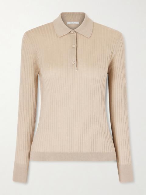Max Mara Ribbed Cashmere And Silk-blend Polo Sweater