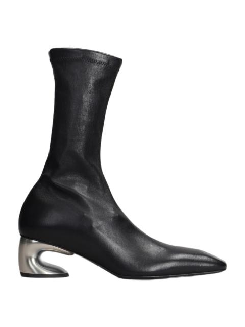 Jil Sander Low Heels Ankle Boots In Black Leather