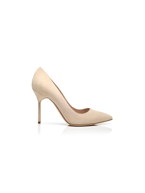 Manolo Blahnik Beige Suede Pointed Toe Pumps