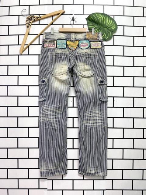 Other Designers Vintage Cargo BLUE MOON BLUE Hickory Stripe Multipocket Pant