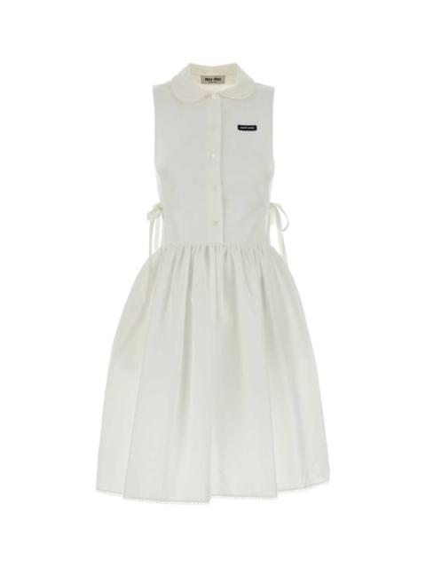 Miu Miu Miu Miu Women White Cotton Blend Mini Dress