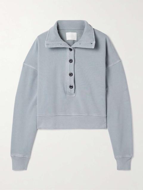 Mirelle cropped cotton-jersey sweatshirt Blue