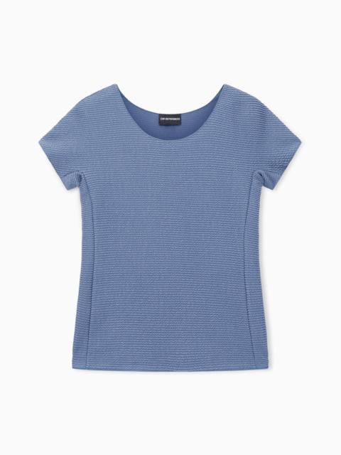 EMPORIO ARMANI T-SHIRT IN TEXTURED-EFFECT JERSEY