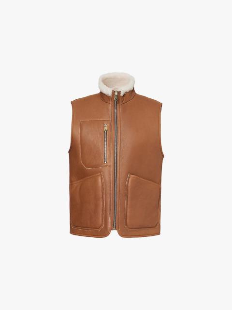 Reversible zip-front sheepskin gilet