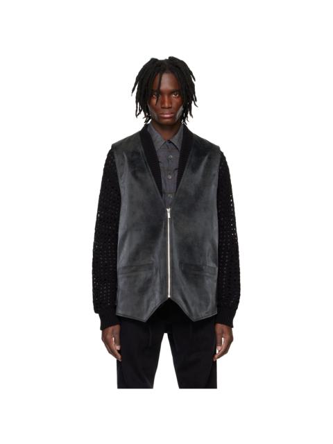 SYSTEM Black Knotted Faux-Suede Vest