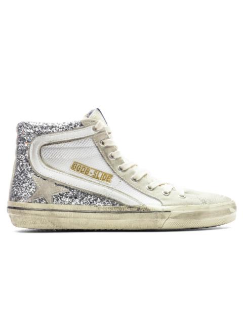 Golden Goose WOMEN'S SLIDE SNEAKER - SILVER/WHITE/MARBLE