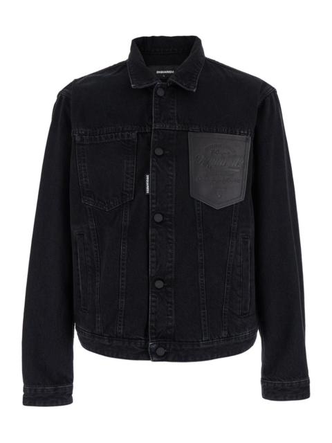 DSQUARED2 Dsquared2 Men Black Jacket With Classic Collar And Embossed Logo On The Front In Denim Man