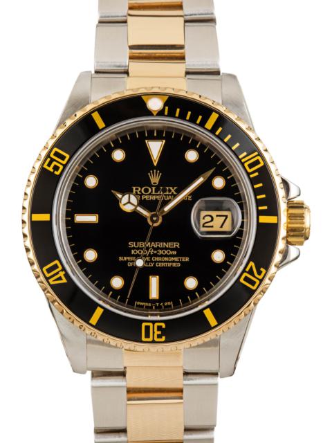 ROLEX Pre-Owned Rolex 40MM Submariner 16803 Two-Tone