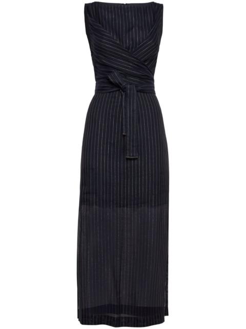 Brunello Cucinelli Cotton Pinstriped Dress With Shiny Details