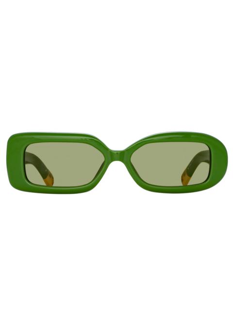 X LINDA FARROW ROND RECTANGULAR SUNGLASSES (JADE GREEN/ YELLOW GOLD/ KHAKI)