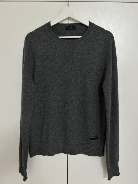 Prada Prada Milano Gray Lightweight Mini Logo Wool Sweater Size L