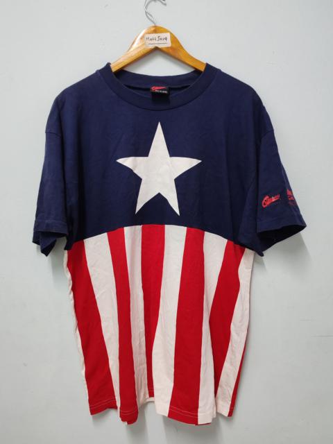 Other Designers Vintage Captain America Big Logo Overprint Tee Marvel Iron
