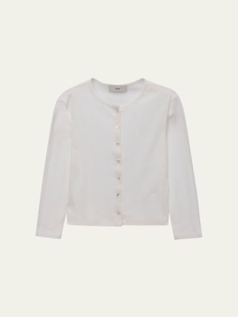 Dunst Pointelle Knit Crewneck Cardigan