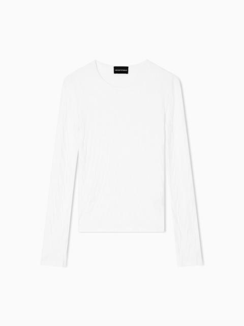 EMPORIO ARMANI CHECK-EFFECT KNIT FRONT AND BACK VISCOSE JUMPER