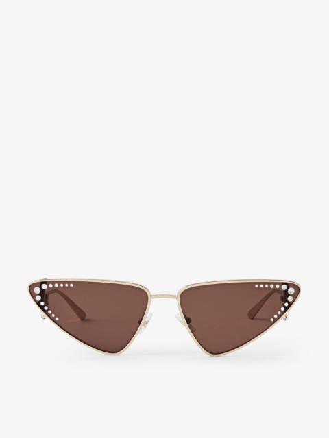 JIMMY CHOO Kristal
Pale Gold Cat Eye Sunglasses with Crystals