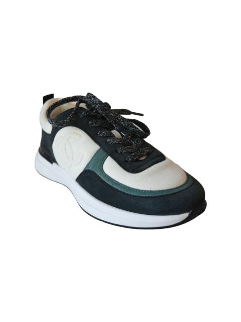 CHANEL Chanel Interlocking CC Logo Suede Low Top Sneakers Dark Grey Iron