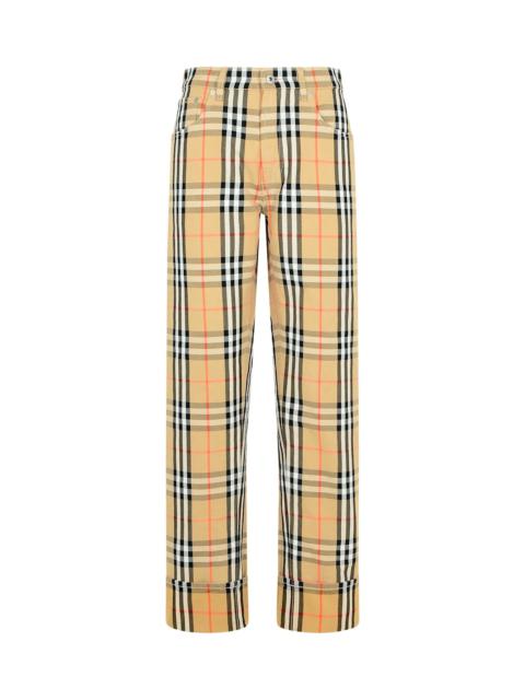 Burberry Check' Beige Cotton Pants